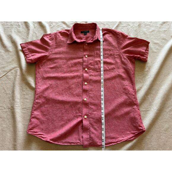 Banana Republic Linen Shirt Red Short Sleeve Camden Fit Men's L - Picture 5 of 6